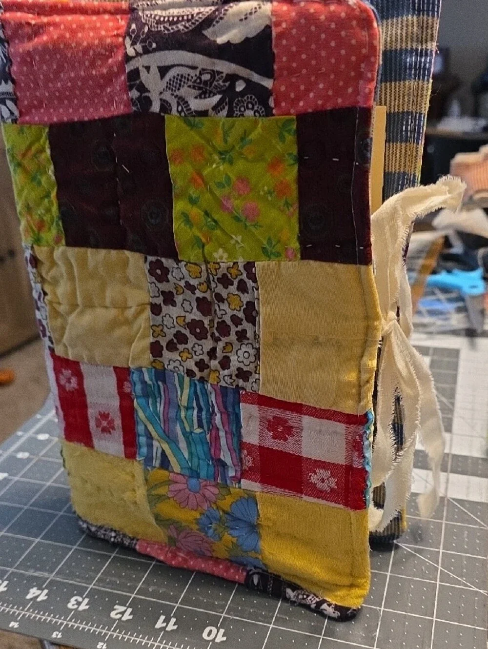 Patchwork Quilted Bible/Book Cover - Yellow Multi